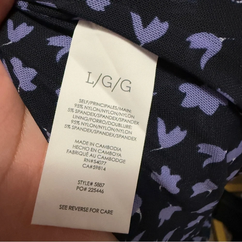 CAbi Island Navy Skirt‎ Sz L Patterned Skirt